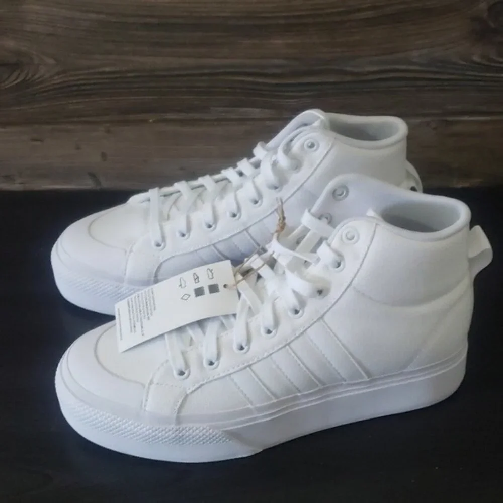 New Adidas Bravada Mid Womens White Platform Shoes Size 8 Skater‎ Streetwear